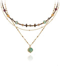 Vintage Style Multi-Layer Beaded Necklace, Fashionable Women's Gold-Plated Necklace