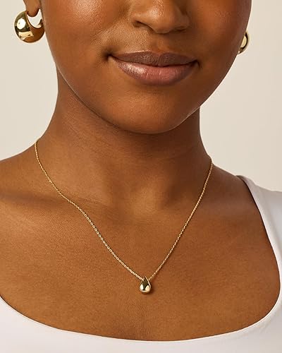 Delicate Gold-Plated Pear-Shaped Pendant Necklace for Women | Teardrop Pendant Necklace