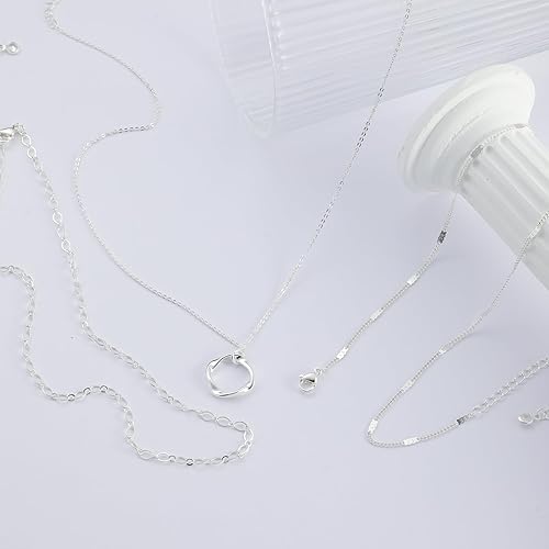 Women's Layered Silver Necklace, Sterling Silver Stackable Choker, Fashionable Layered Round Pendant Necklace Set